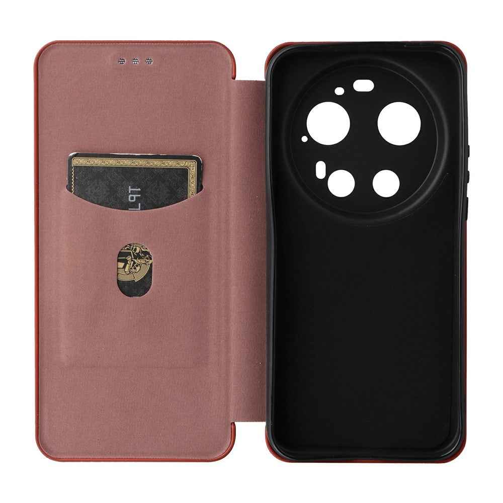 For Xiaomi 17 Ultra 5G Case Carbon Fiber Texture Drop-Proof PU Leather Phone Cover - Brown