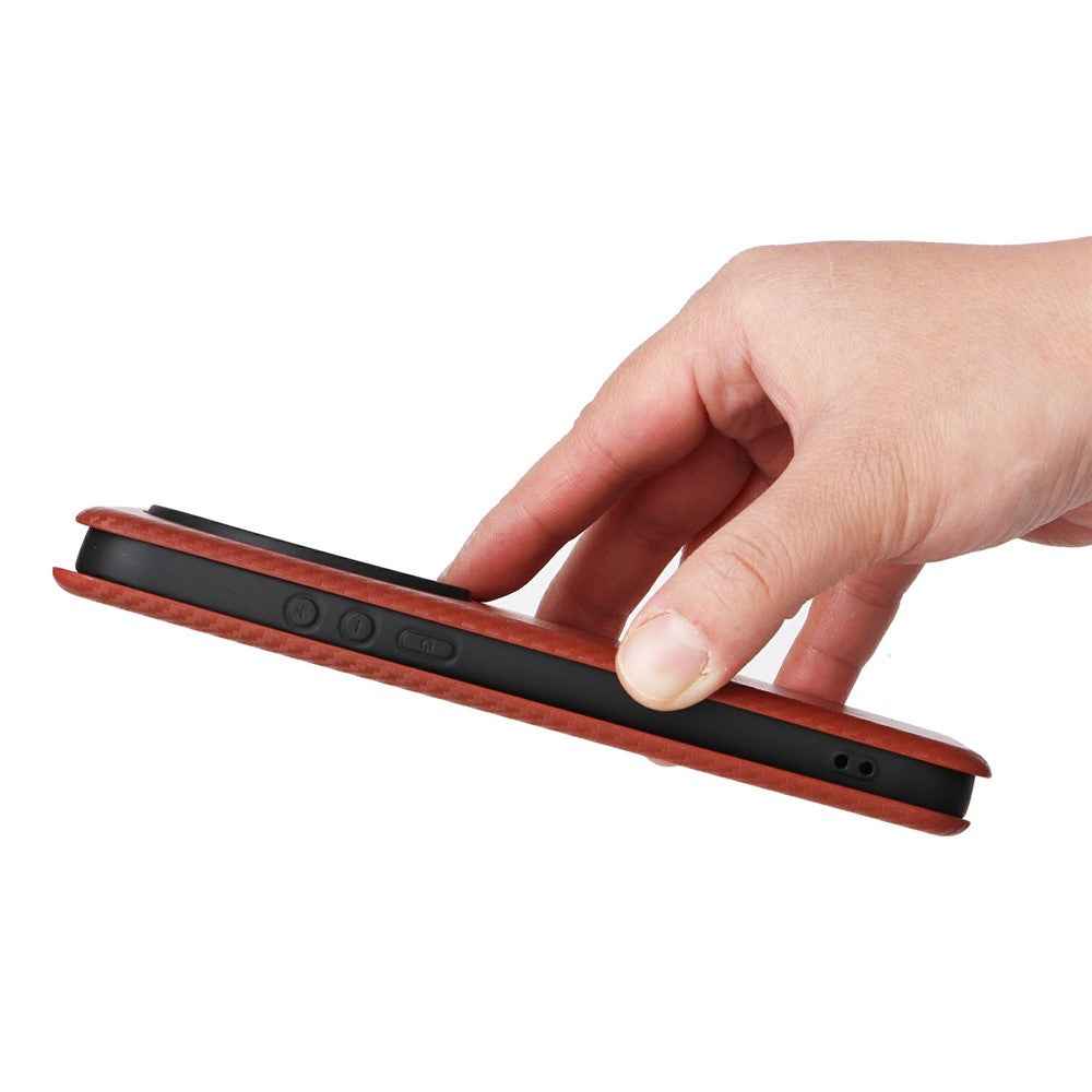 For Xiaomi 17 Ultra 5G Case Carbon Fiber Texture Drop-Proof PU Leather Phone Cover - Brown