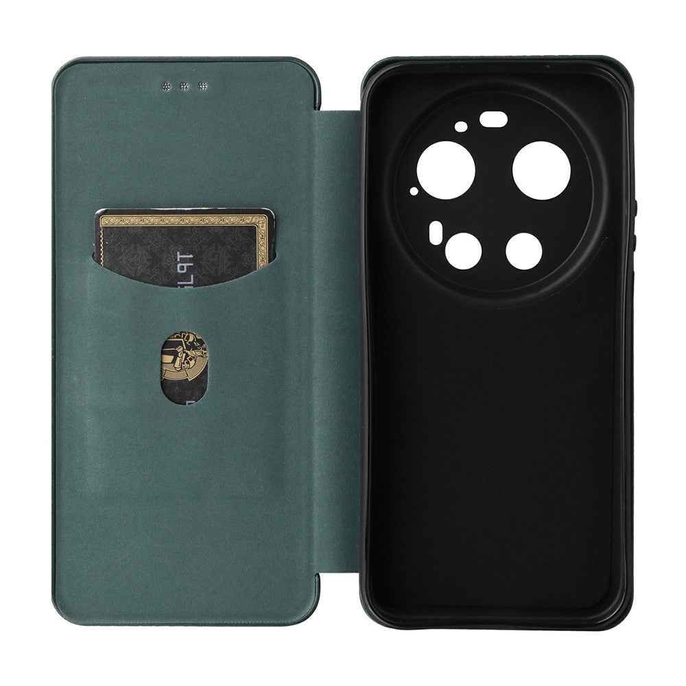 For Xiaomi 17 Ultra 5G Case Carbon Fiber Texture Drop-Proof PU Leather Phone Cover - Green