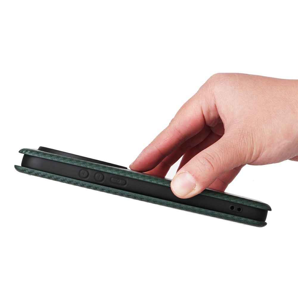 For Xiaomi 17 Ultra 5G Case Carbon Fiber Texture Drop-Proof PU Leather Phone Cover - Green