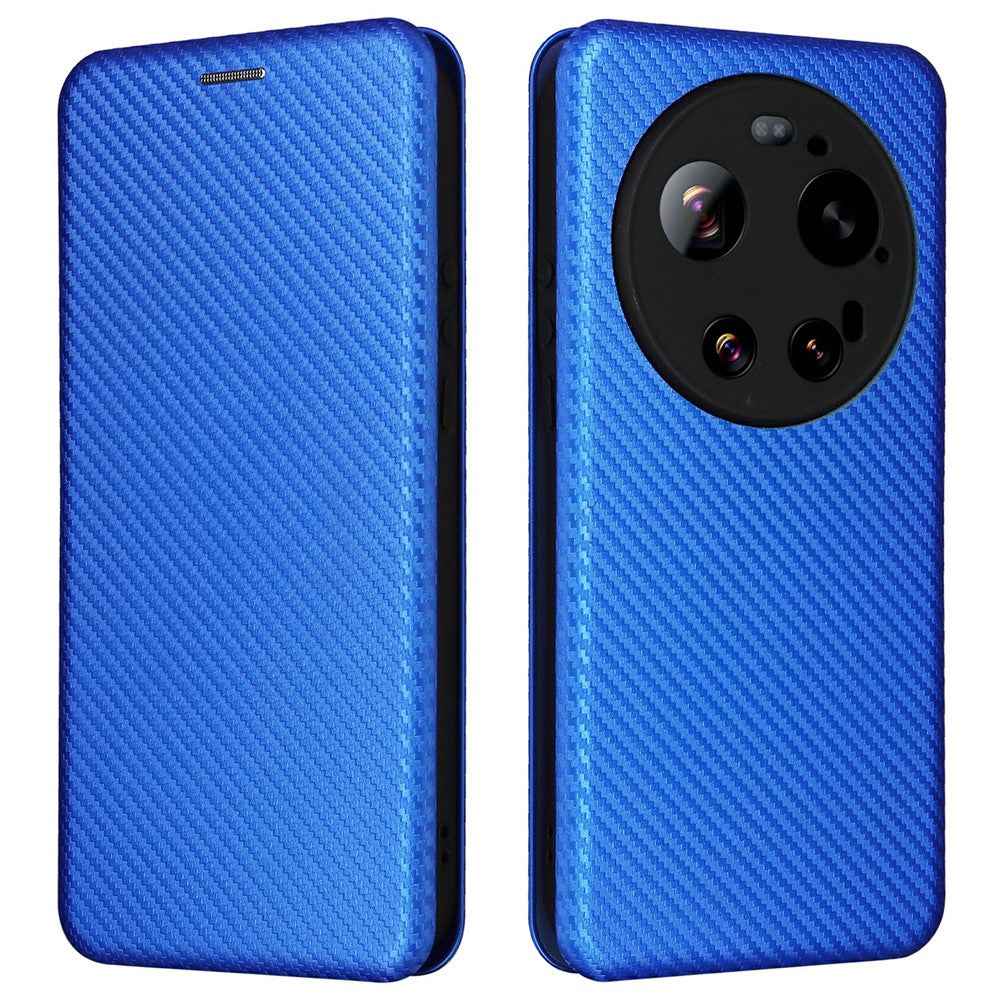 For Xiaomi 17 Ultra 5G Case Carbon Fiber Texture Drop-Proof PU Leather Phone Cover - Blue