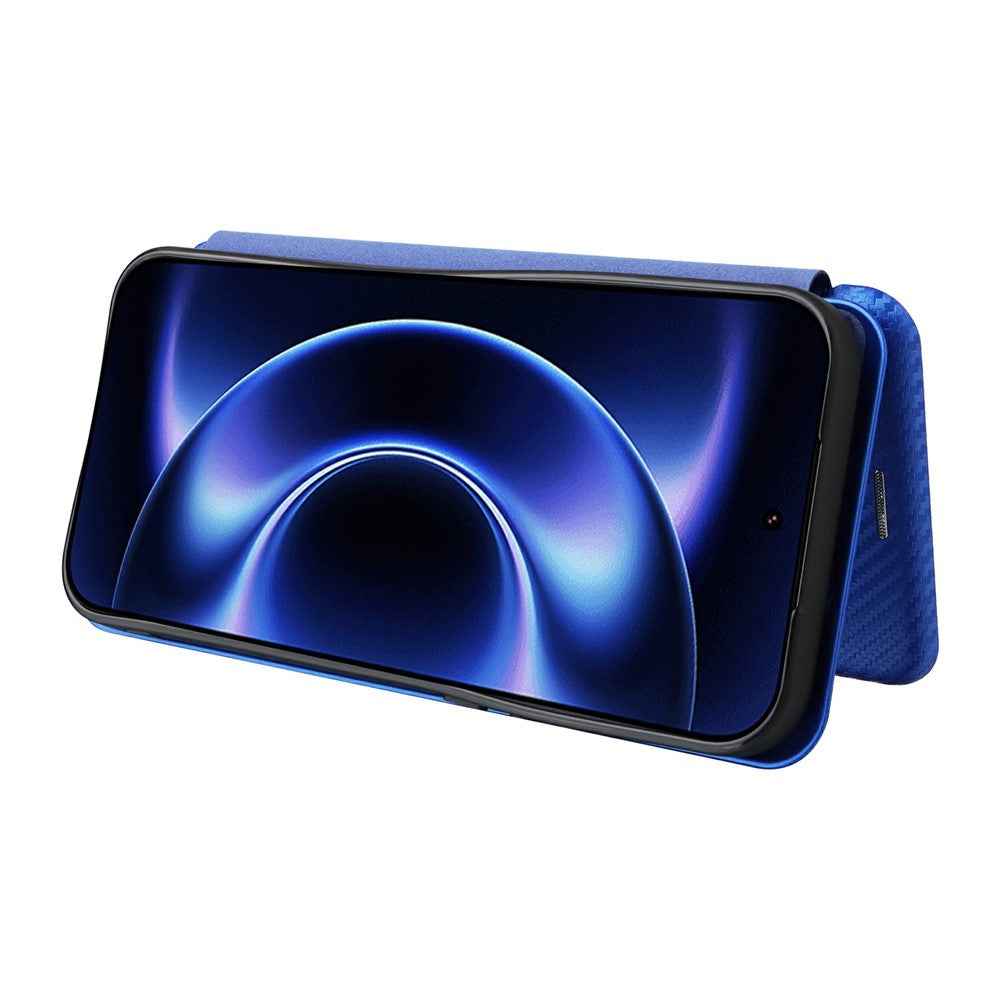 For Xiaomi 17 Ultra 5G Case Carbon Fiber Texture Drop-Proof PU Leather Phone Cover - Blue