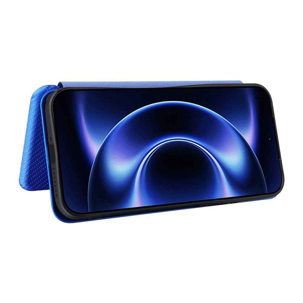 For Xiaomi 17 Ultra 5G Case Carbon Fiber Texture Drop-Proof PU Leather Phone Cover - Blue