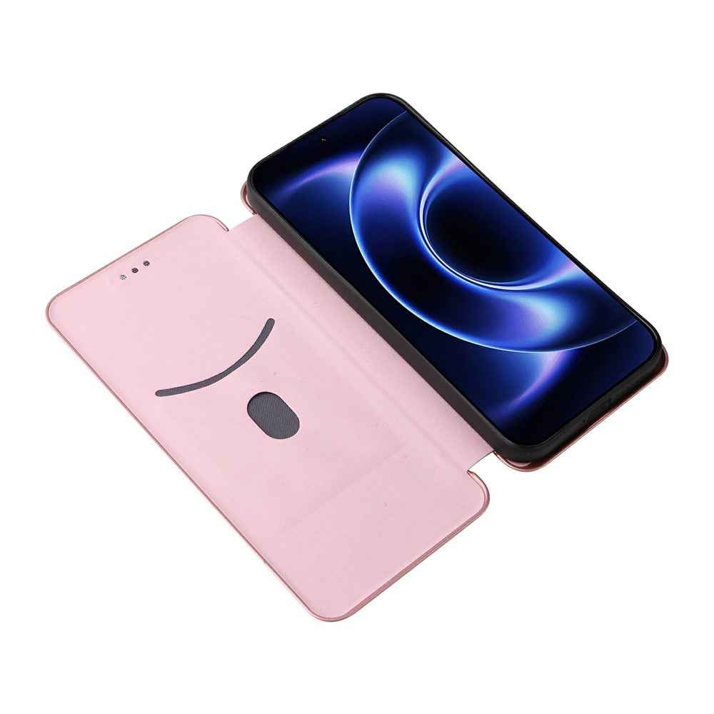 For Xiaomi 17 Ultra 5G Case Carbon Fiber Texture Drop-Proof PU Leather Phone Cover - Rose Gold