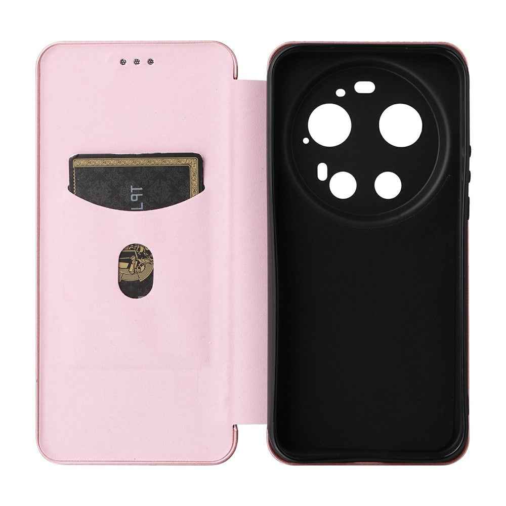 For Xiaomi 17 Ultra 5G Case Carbon Fiber Texture Drop-Proof PU Leather Phone Cover - Rose Gold