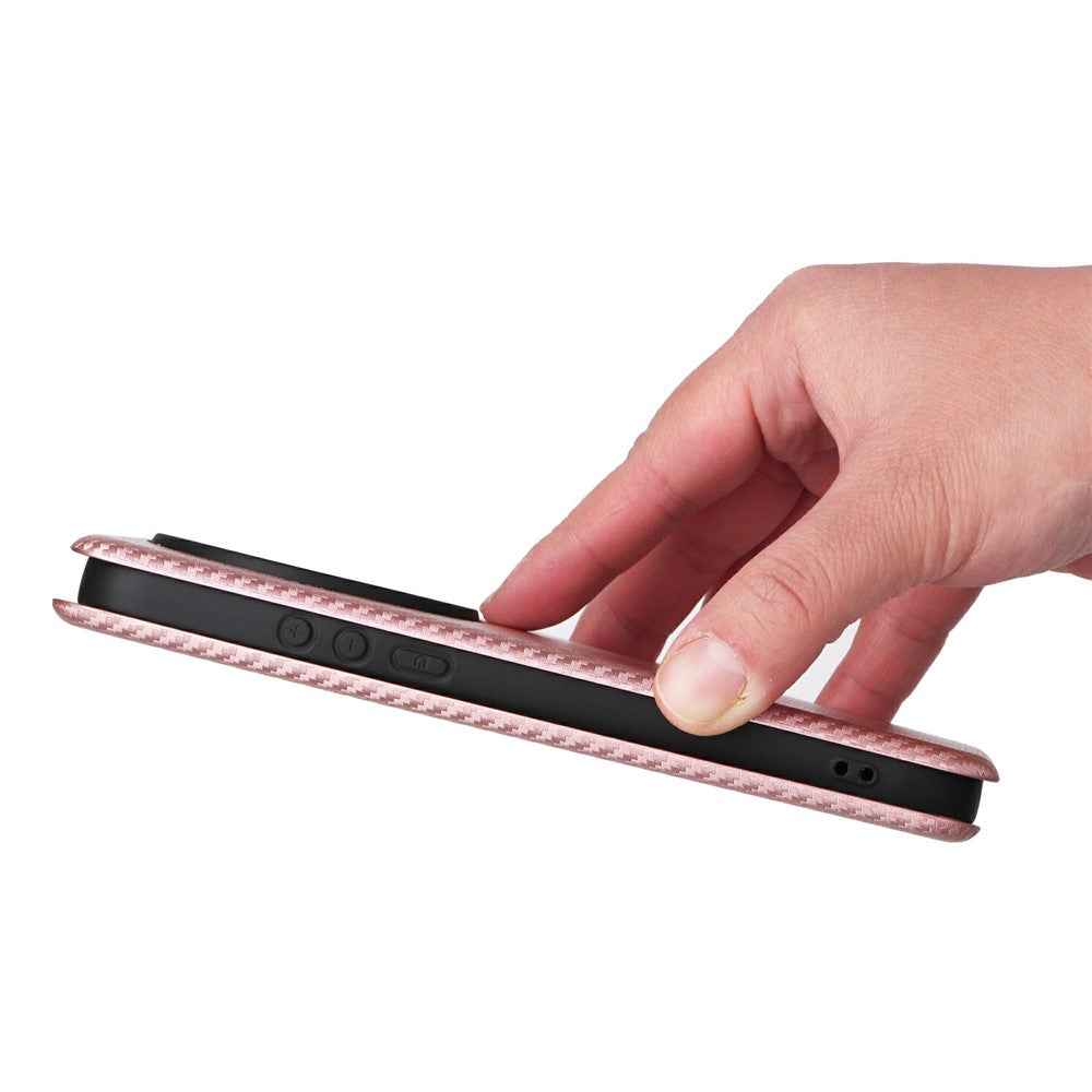 For Xiaomi 17 Ultra 5G Case Carbon Fiber Texture Drop-Proof PU Leather Phone Cover - Rose Gold