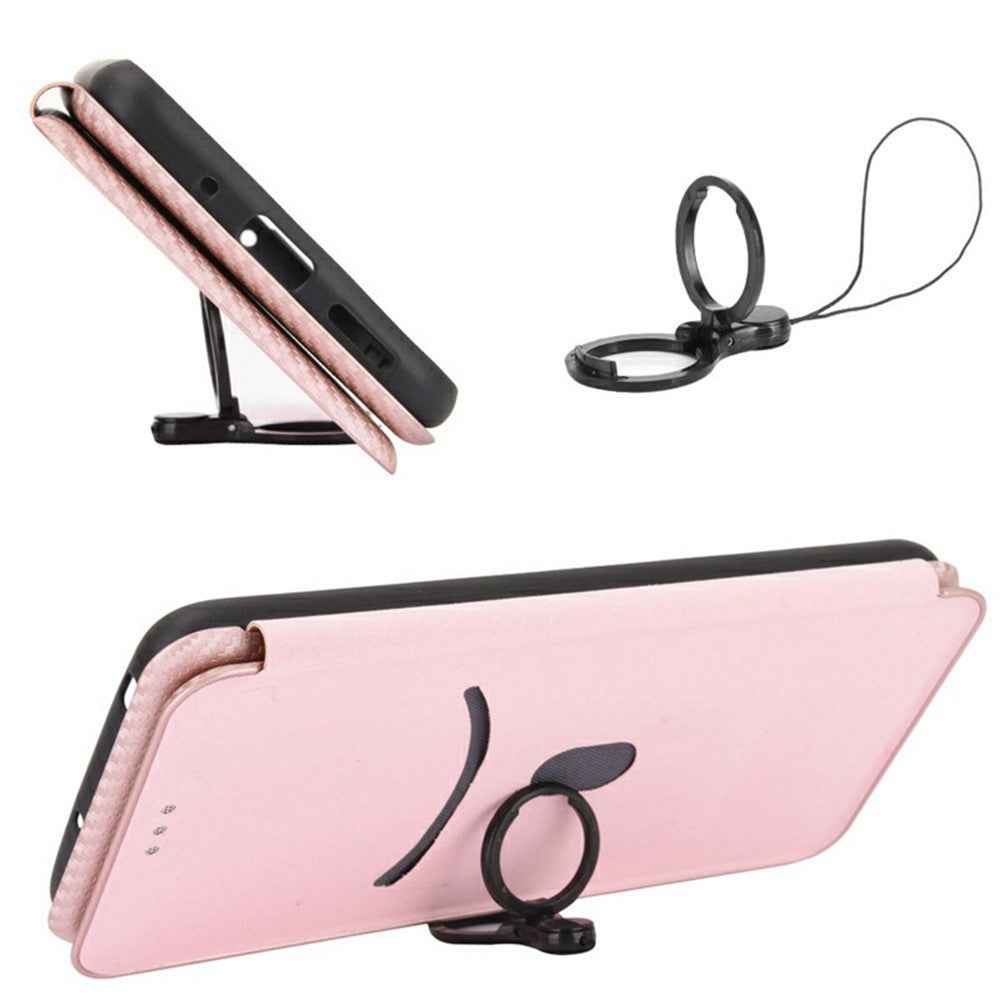 For Xiaomi 17 Ultra 5G Case Carbon Fiber Texture Drop-Proof PU Leather Phone Cover - Rose Gold