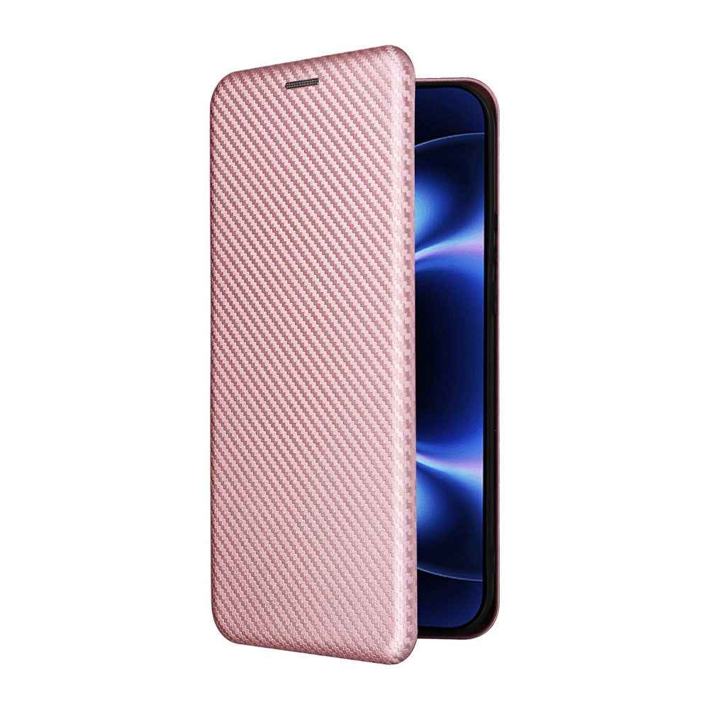 For Xiaomi 17 Ultra 5G Case Carbon Fiber Texture Drop-Proof PU Leather Phone Cover - Rose Gold