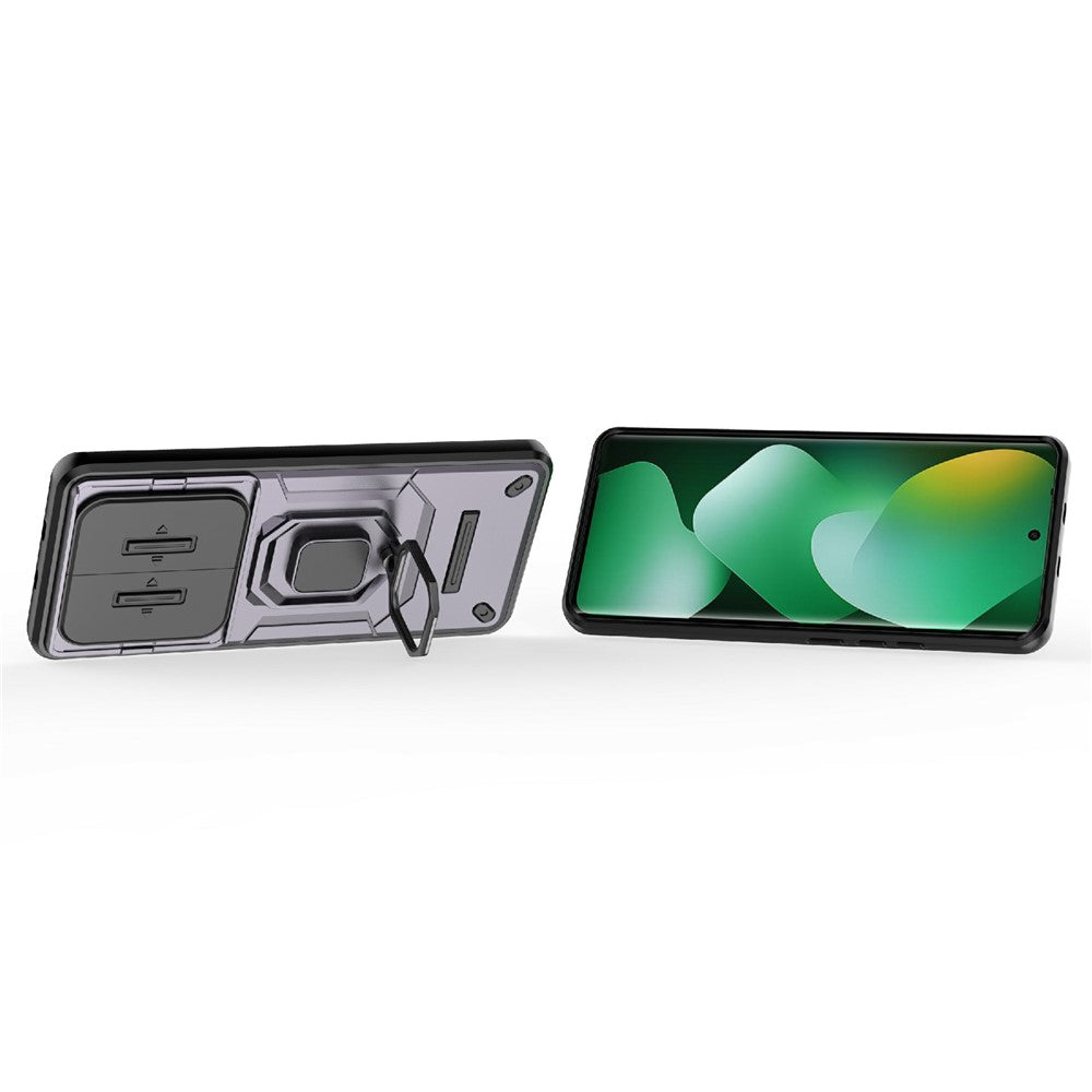 For Xiaomi Redmi Note 15 4G (Global) Case PC + TPU Kickstand Phone Protector with Lens Cover - Purple