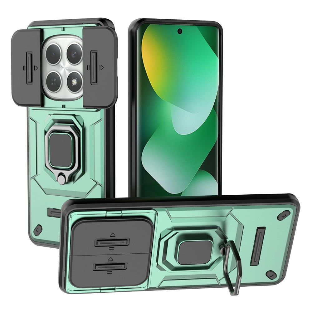 For Xiaomi Redmi Note 15 4G (Global) Case PC + TPU Kickstand Phone Protector with Lens Cover - Green
