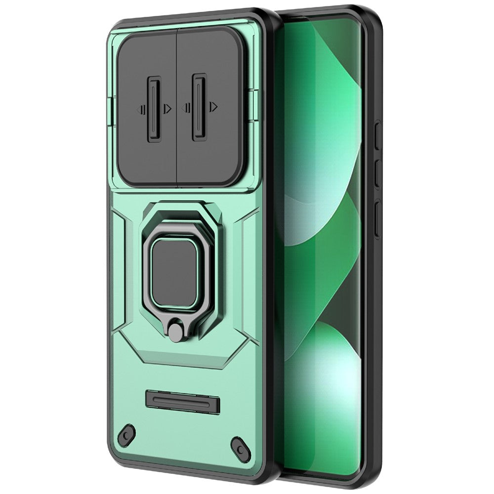 For Xiaomi Redmi Note 15 4G (Global) Case PC + TPU Kickstand Phone Protector with Lens Cover - Green