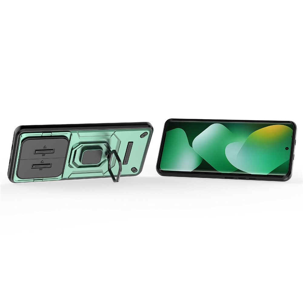 For Xiaomi Redmi Note 15 4G (Global) Case PC + TPU Kickstand Phone Protector with Lens Cover - Green