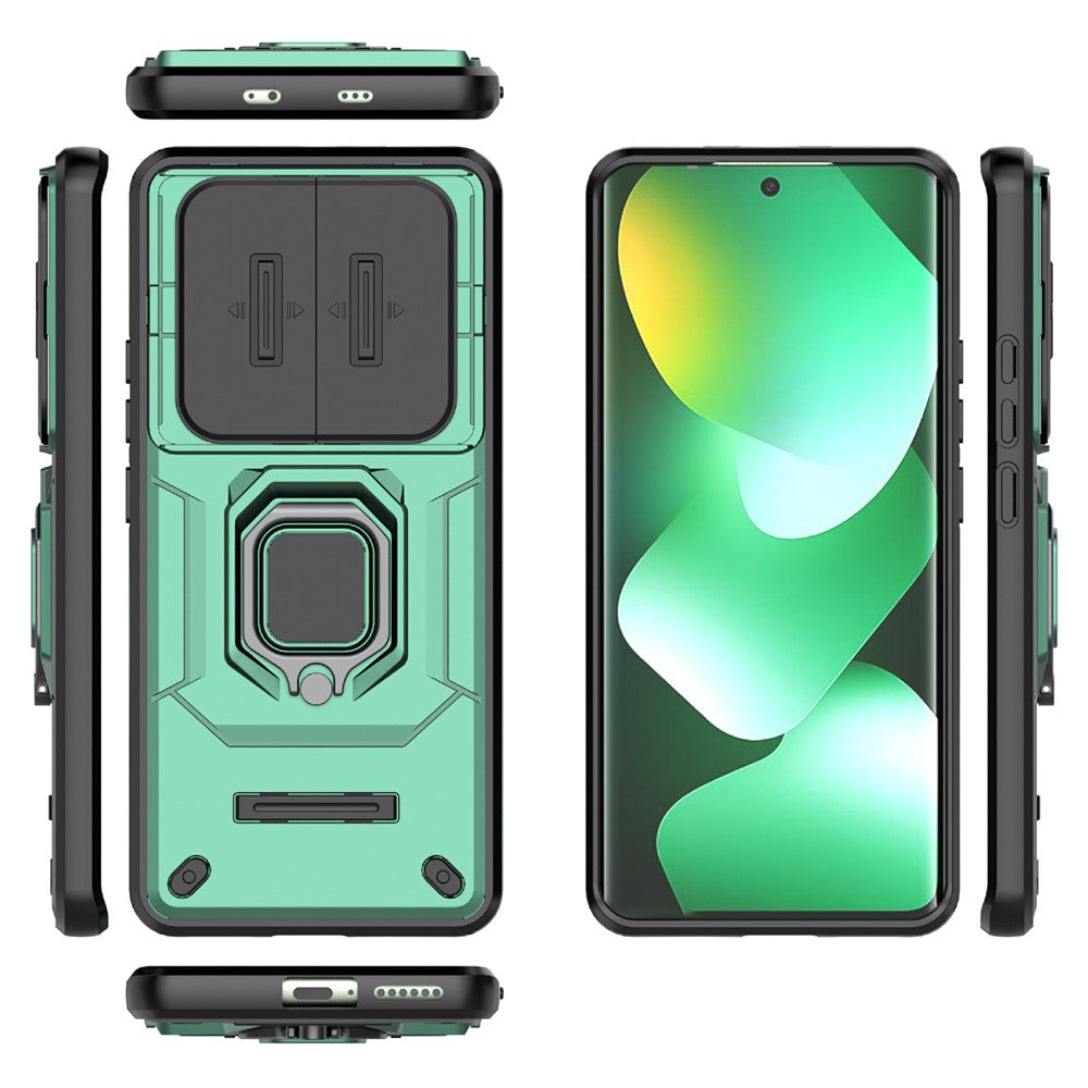 For Xiaomi Redmi Note 15 4G (Global) Case PC + TPU Kickstand Phone Protector with Lens Cover - Green