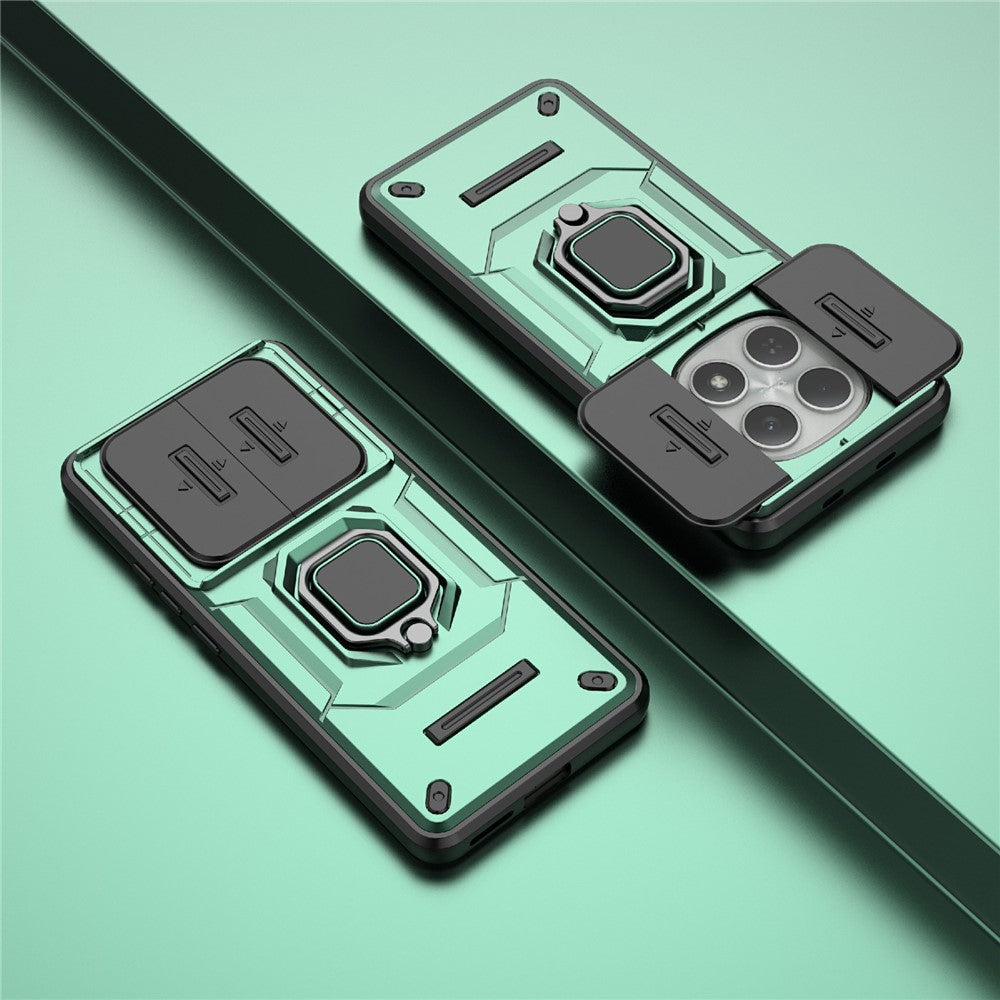 For Xiaomi Redmi Note 15 4G (Global) Case PC + TPU Kickstand Phone Protector with Lens Cover - Green