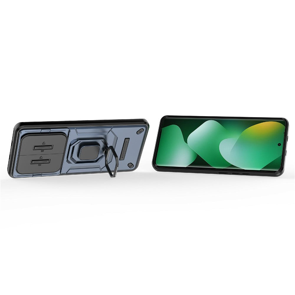 For Xiaomi Redmi Note 15 4G (Global) Case PC + TPU Kickstand Phone Protector with Lens Cover - Blue