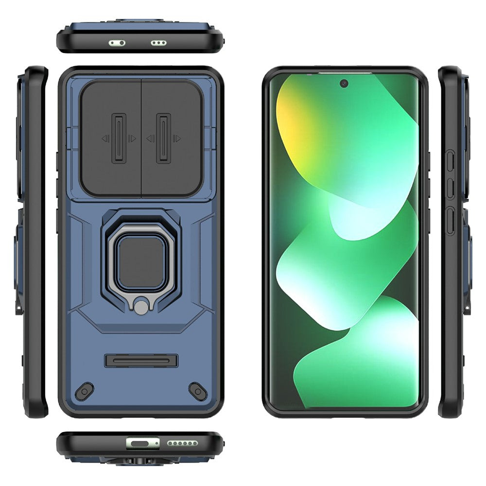 For Xiaomi Redmi Note 15 4G (Global) Case PC + TPU Kickstand Phone Protector with Lens Cover - Blue
