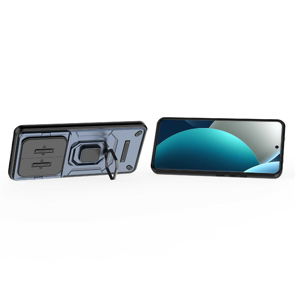 For Xiaomi Redmi Note 15 Pro 4G (Global) Case PC + TPU Kickstand Phone Protector with Lens Cover - Blue