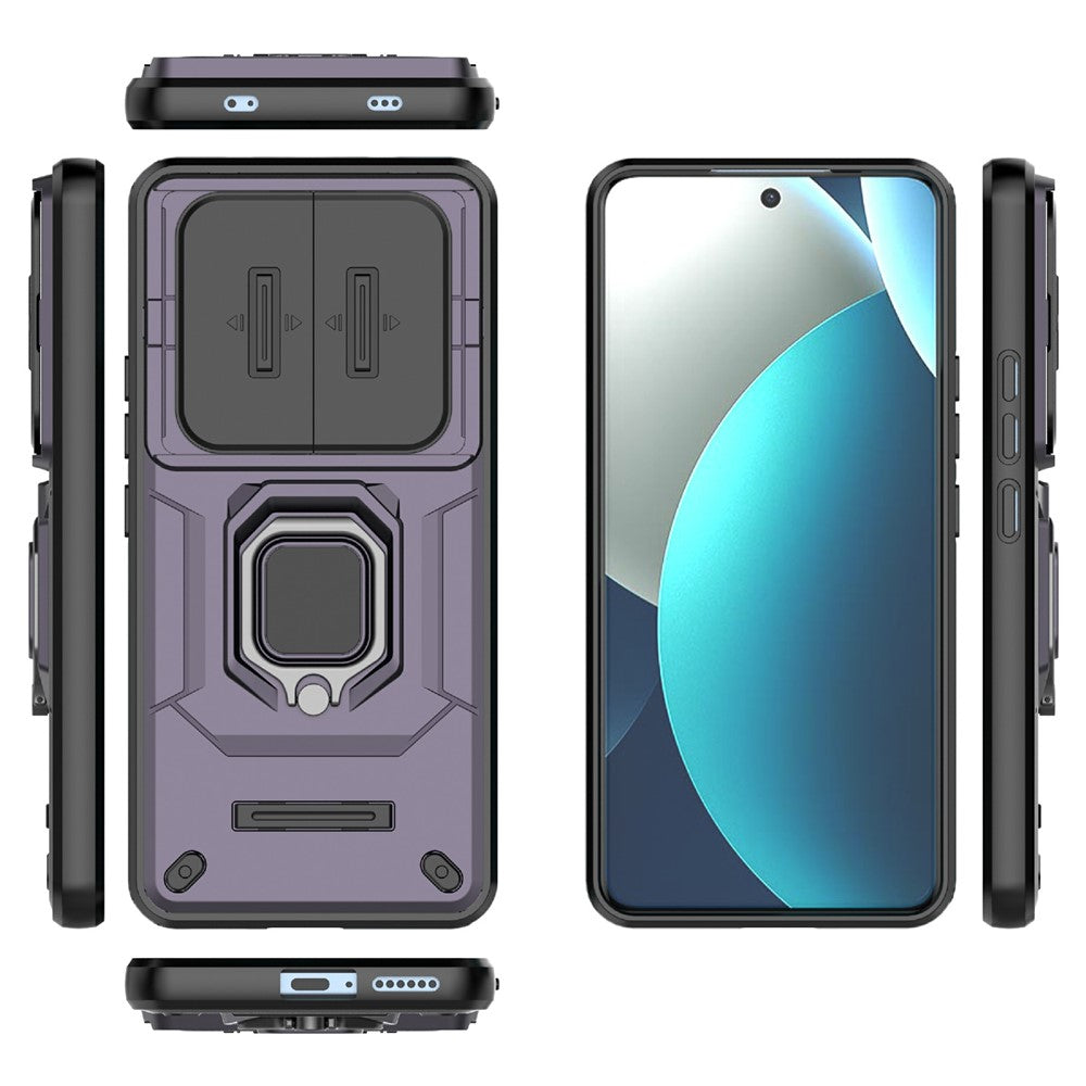 For Xiaomi Redmi Note 15 Pro 4G (Global) Case PC + TPU Kickstand Phone Protector with Lens Cover - Purple