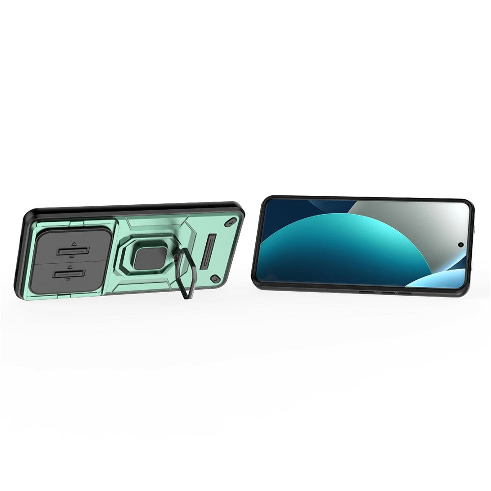 For Xiaomi Redmi Note 15 Pro 4G (Global) Case PC + TPU Kickstand Phone Protector with Lens Cover - Green