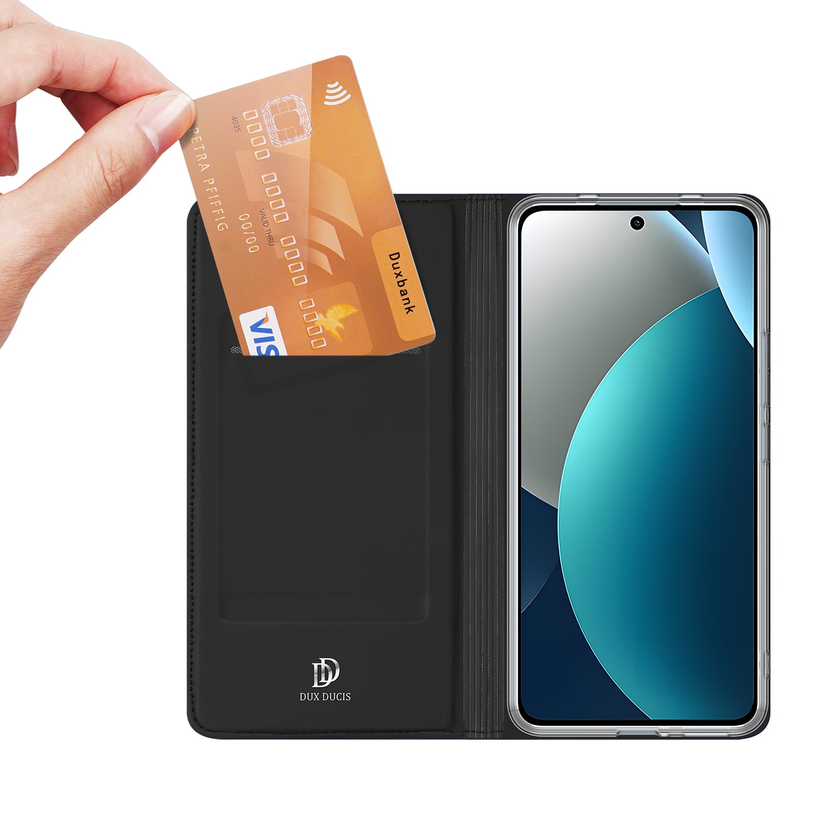 For Xiaomi Redmi Note 15 Pro 4G (Global) Case DUX DUCIS Skin Pro Series Leather Stand Cover Card Holder - Black
