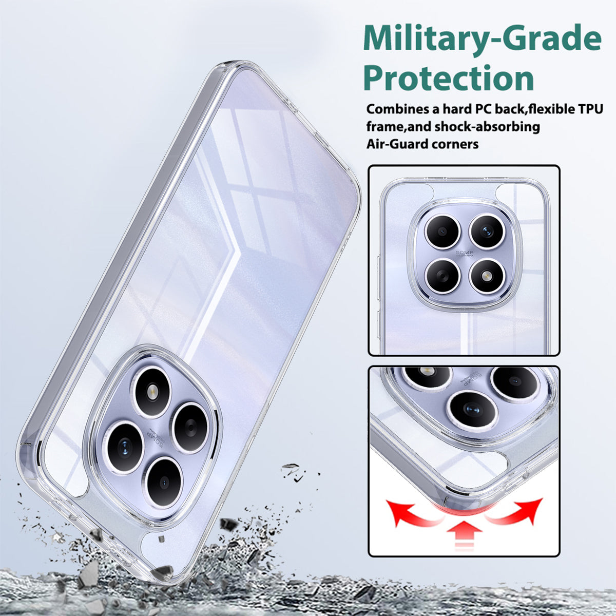 For Xiaomi Poco M8 5G / Xiaomi Redmi Note 15 5G (Global) Clear Phone Case TPU+Acrylic Shockproof Phone Back Cover - Clear