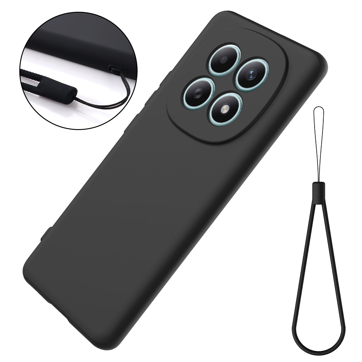 For Xiaomi Poco M8 5G / Xiaomi Redmi Note 15 5G (Global) Liquid Silicone Case Phone Back Cover with Hand Strap - Black