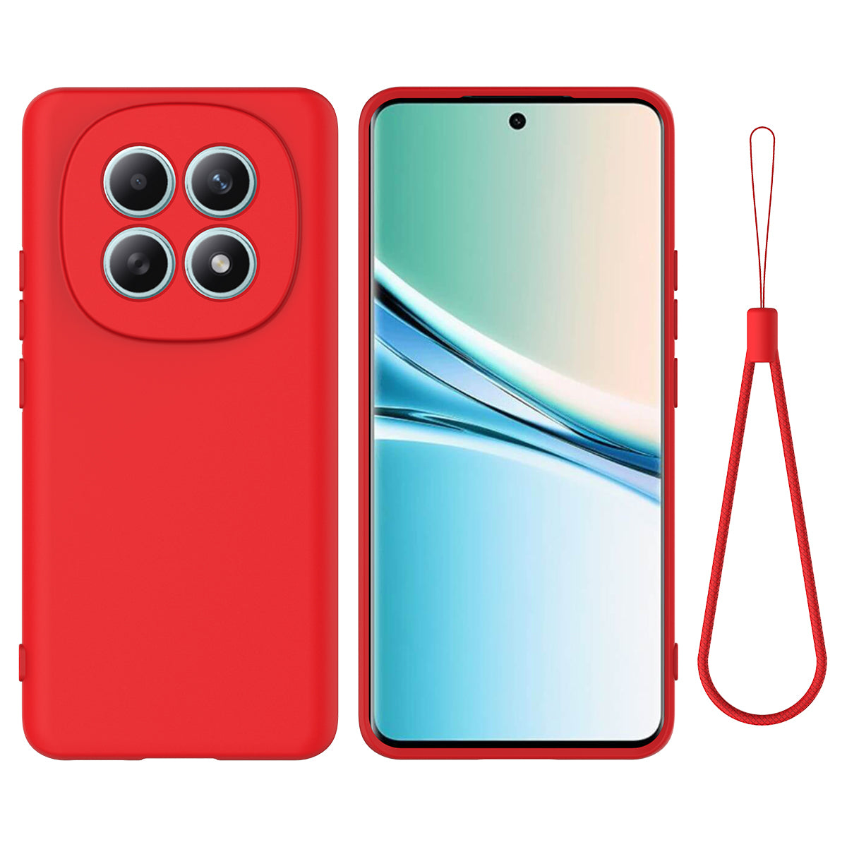 For Xiaomi Poco M8 5G / Xiaomi Redmi Note 15 5G (Global) Liquid Silicone Case Phone Back Cover with Hand Strap - Red