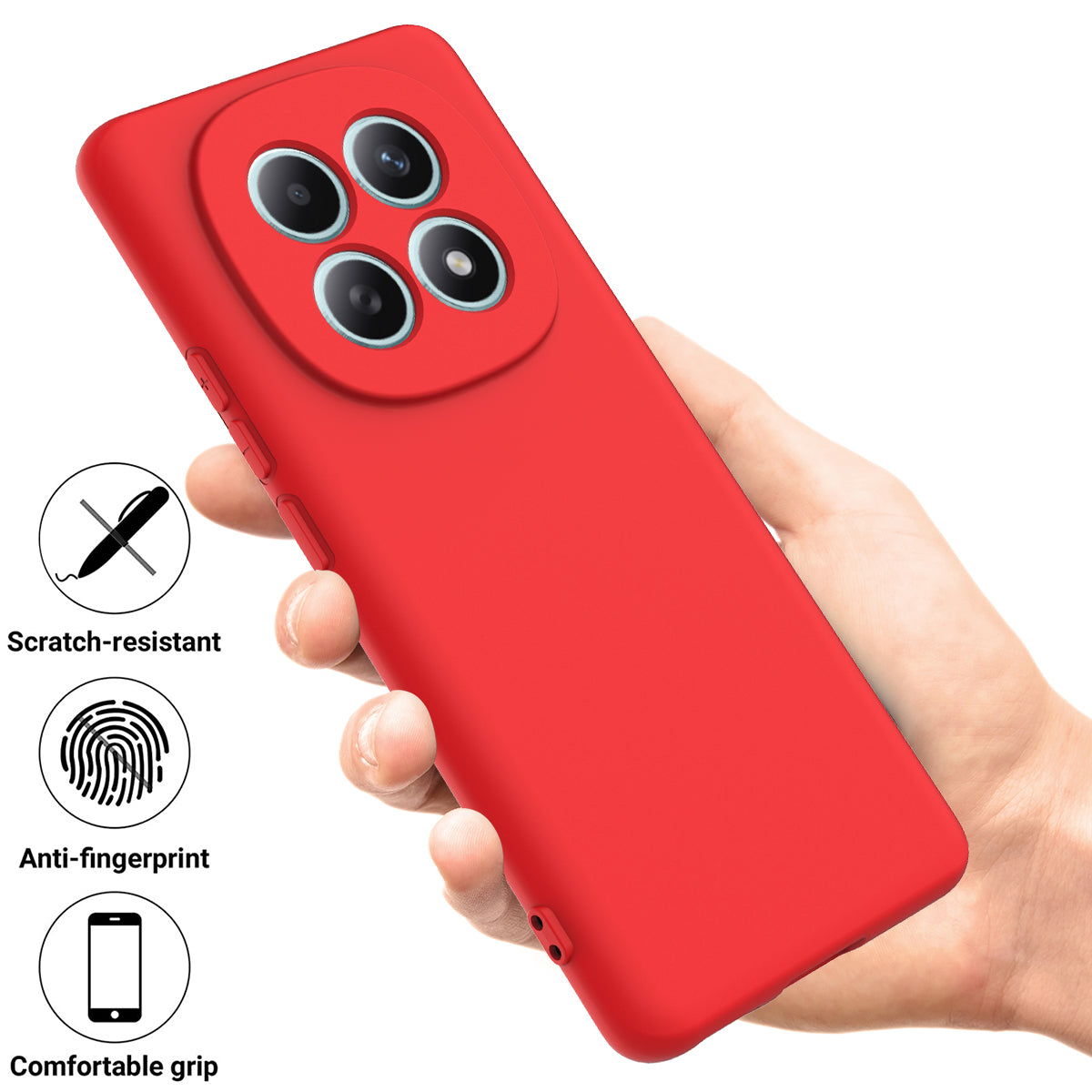 For Xiaomi Poco M8 5G / Xiaomi Redmi Note 15 5G (Global) Liquid Silicone Case Phone Back Cover with Hand Strap - Red