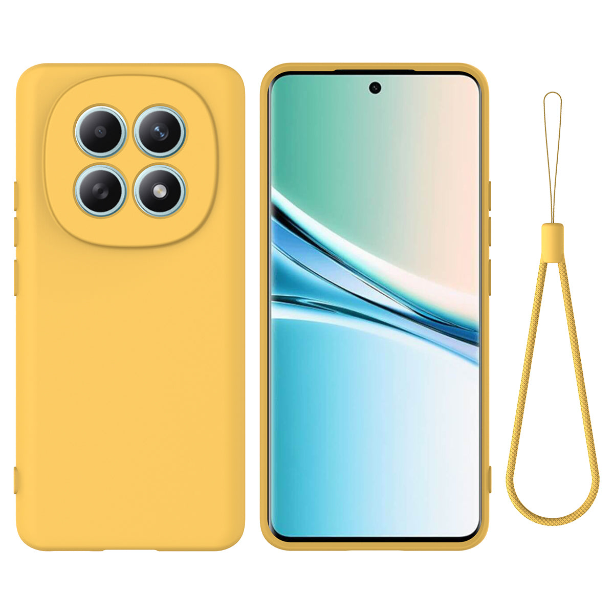 For Xiaomi Poco M8 5G / Xiaomi Redmi Note 15 5G (Global) Liquid Silicone Case Phone Back Cover with Hand Strap - Yellow
