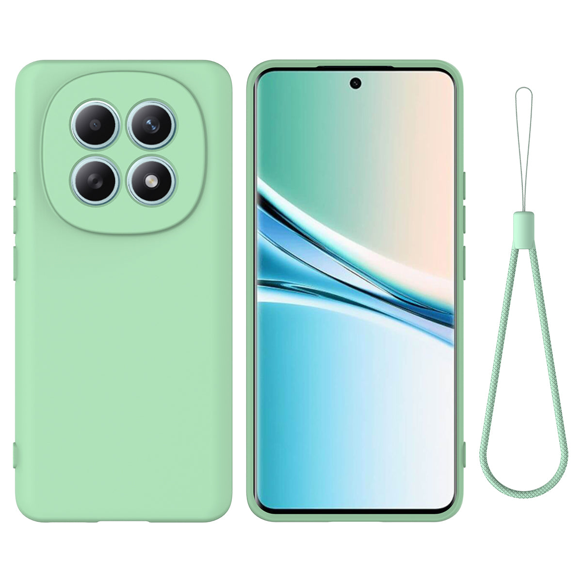 For Xiaomi Poco M8 5G / Xiaomi Redmi Note 15 5G (Global) Liquid Silicone Case Phone Back Cover with Hand Strap - Green