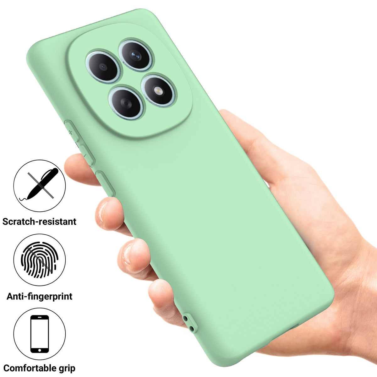 For Xiaomi Poco M8 5G / Xiaomi Redmi Note 15 5G (Global) Liquid Silicone Case Phone Back Cover with Hand Strap - Green