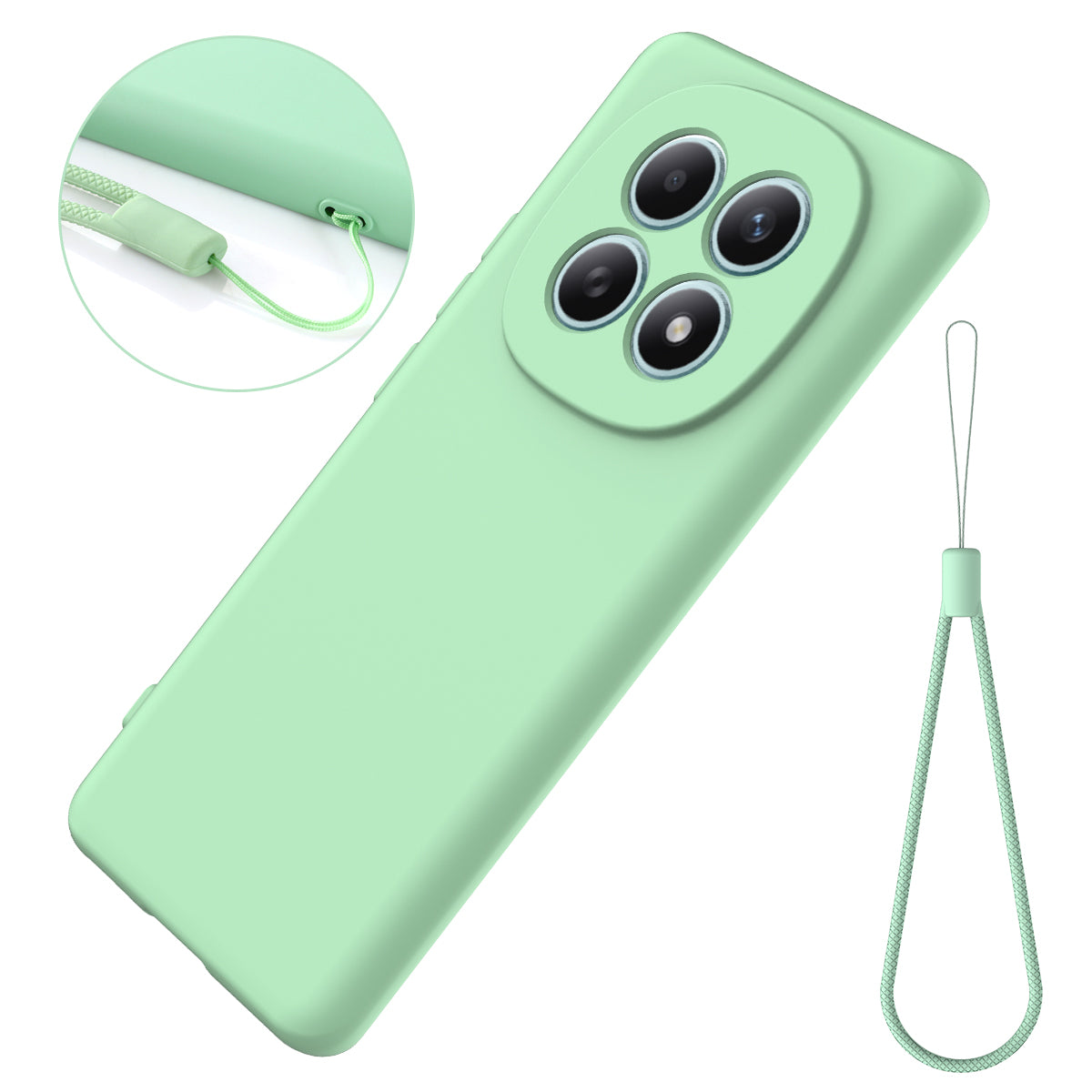 For Xiaomi Poco M8 5G / Xiaomi Redmi Note 15 5G (Global) Liquid Silicone Case Phone Back Cover with Hand Strap - Green