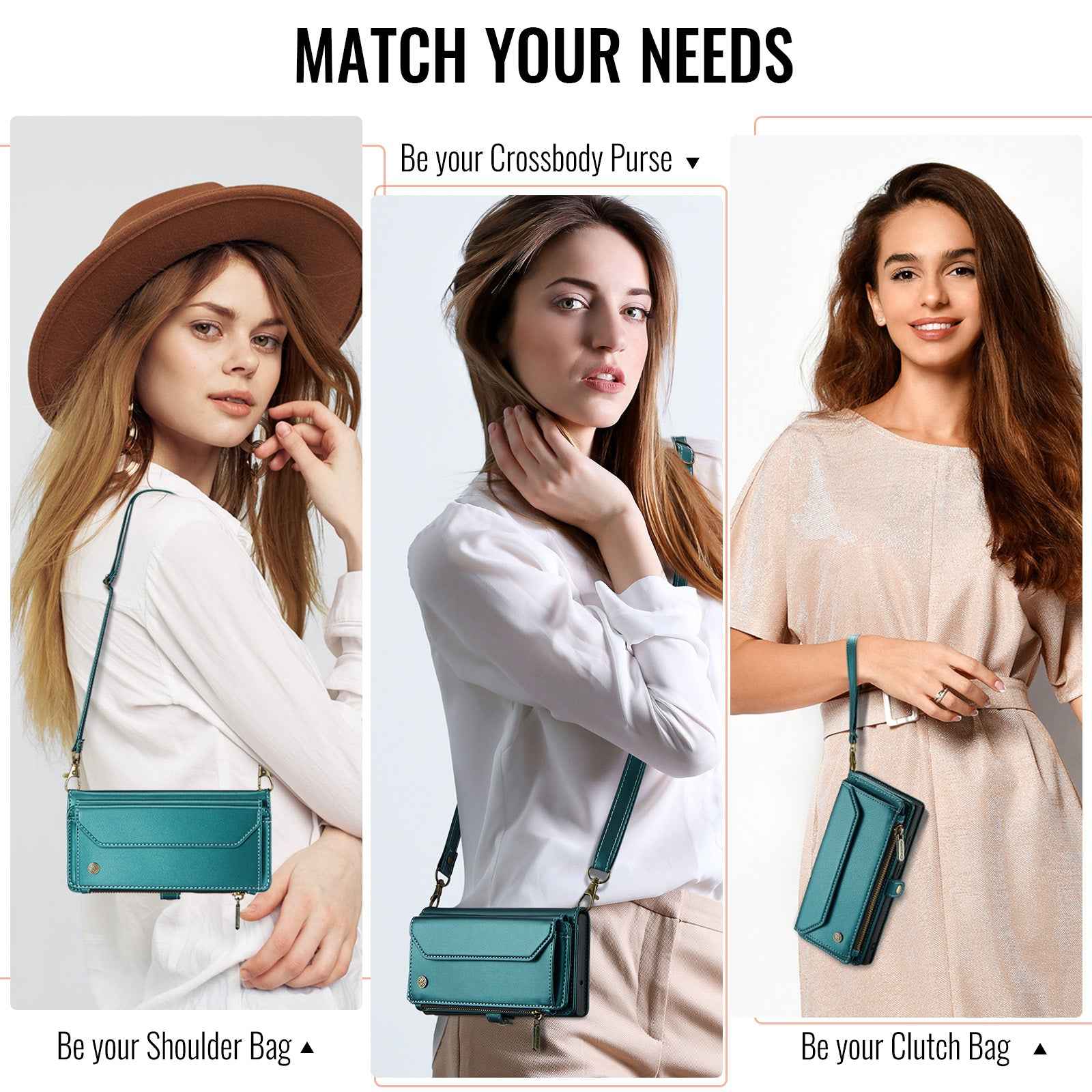 For Samsung Galaxy A57 5G Leather Case CASEME C36 Zipper 10 Card Slots Phone Cover with Straps - Green
