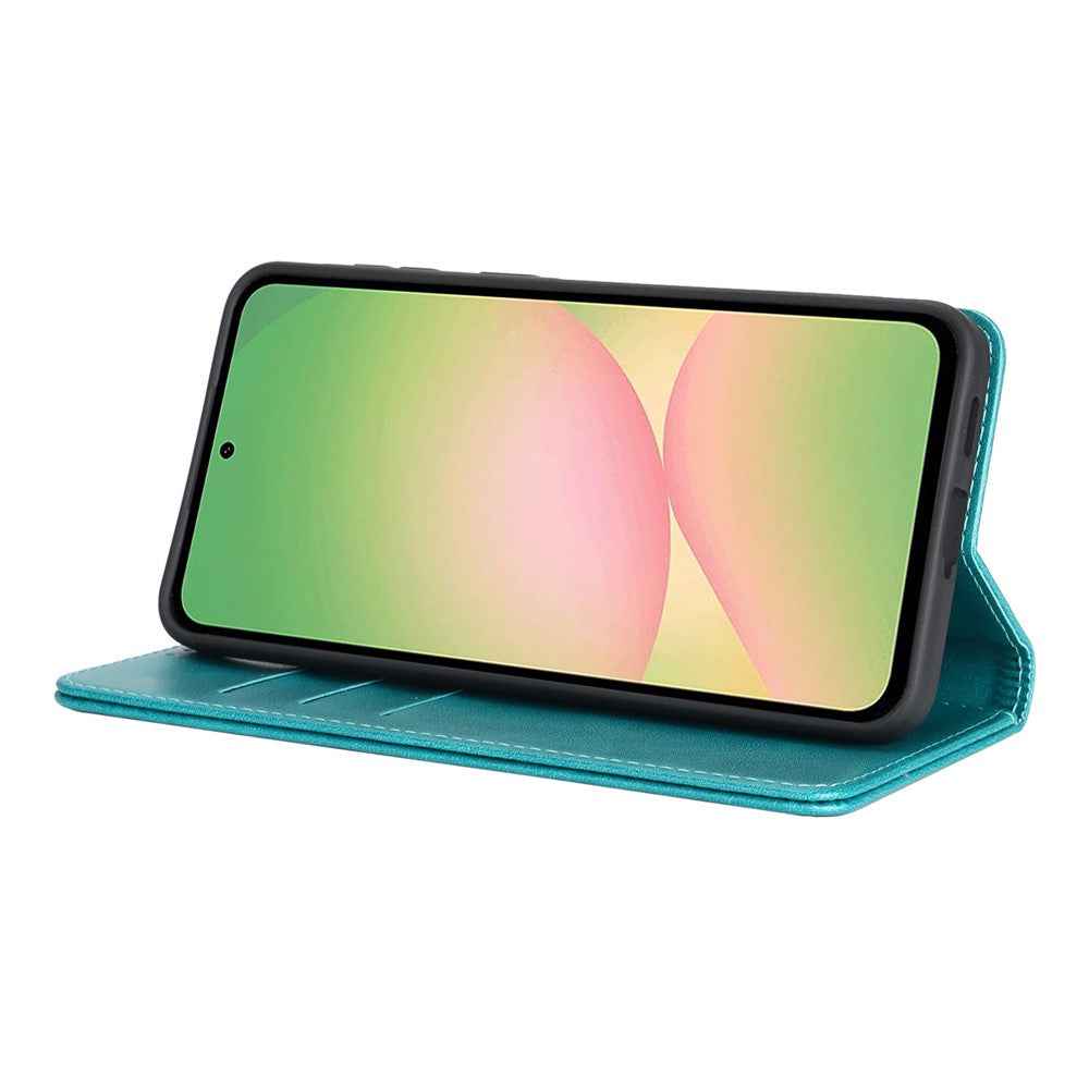 For Samsung Galaxy A57 5G Case PU Leather Calf Textured Magnetic Closing Smart Phone Cover - Sky Blue