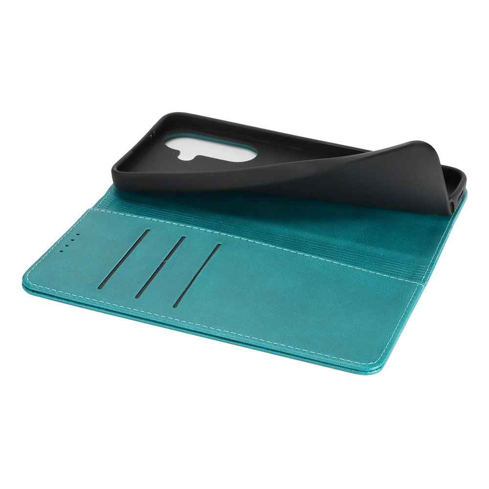 For Samsung Galaxy A57 5G Case PU Leather Calf Textured Magnetic Closing Smart Phone Cover - Sky Blue