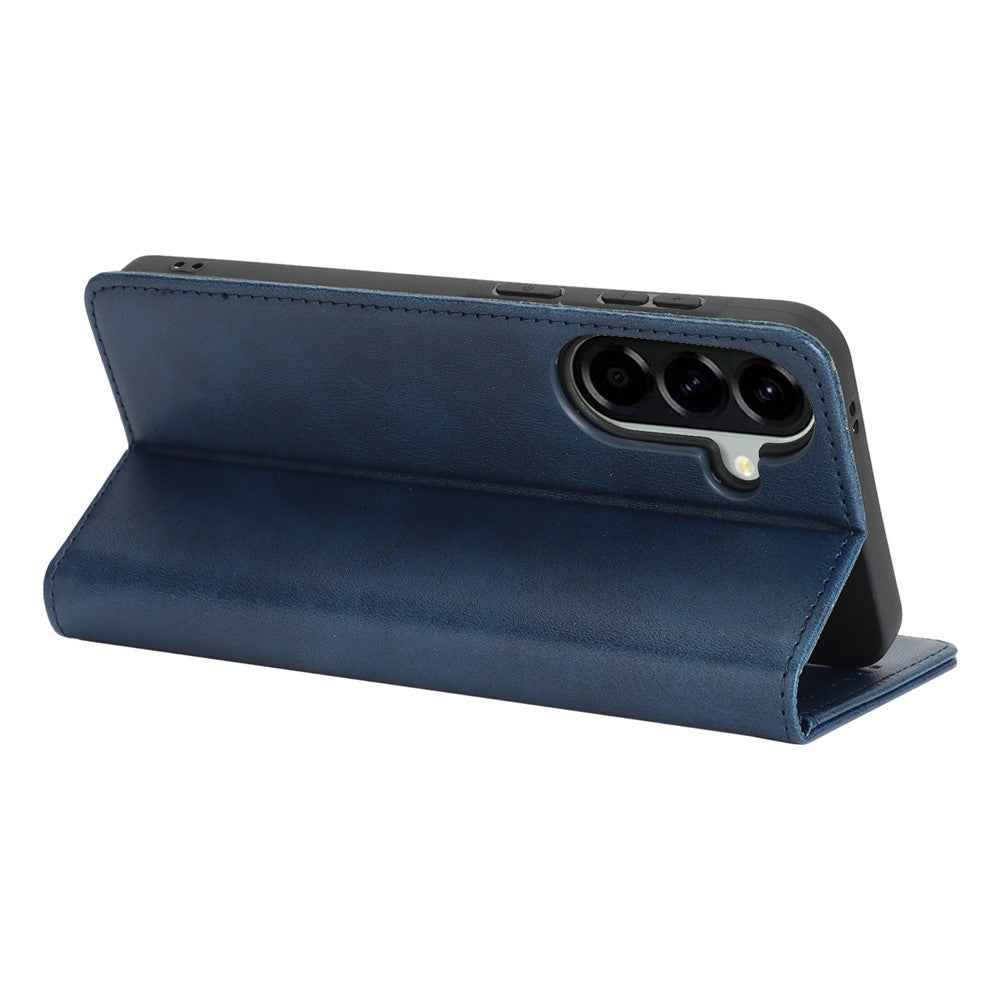 For Samsung Galaxy A57 5G Case PU Leather Calf Textured Magnetic Closing Smart Phone Cover - Dark Blue