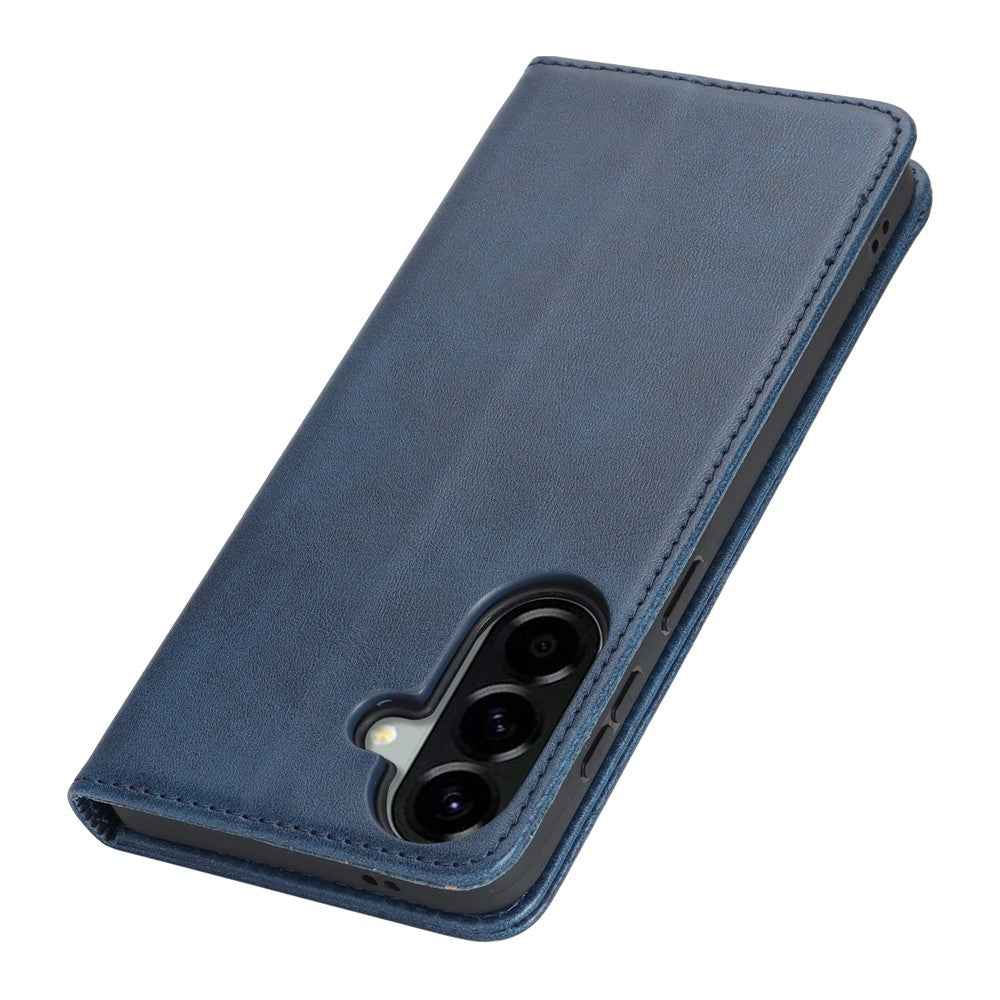 For Samsung Galaxy A57 5G Case PU Leather Calf Textured Magnetic Closing Smart Phone Cover - Dark Blue
