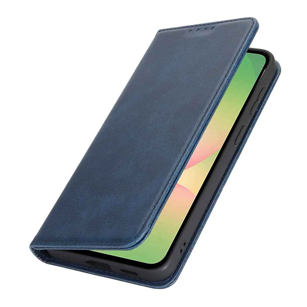 For Samsung Galaxy A57 5G Case PU Leather Calf Textured Magnetic Closing Smart Phone Cover - Dark Blue