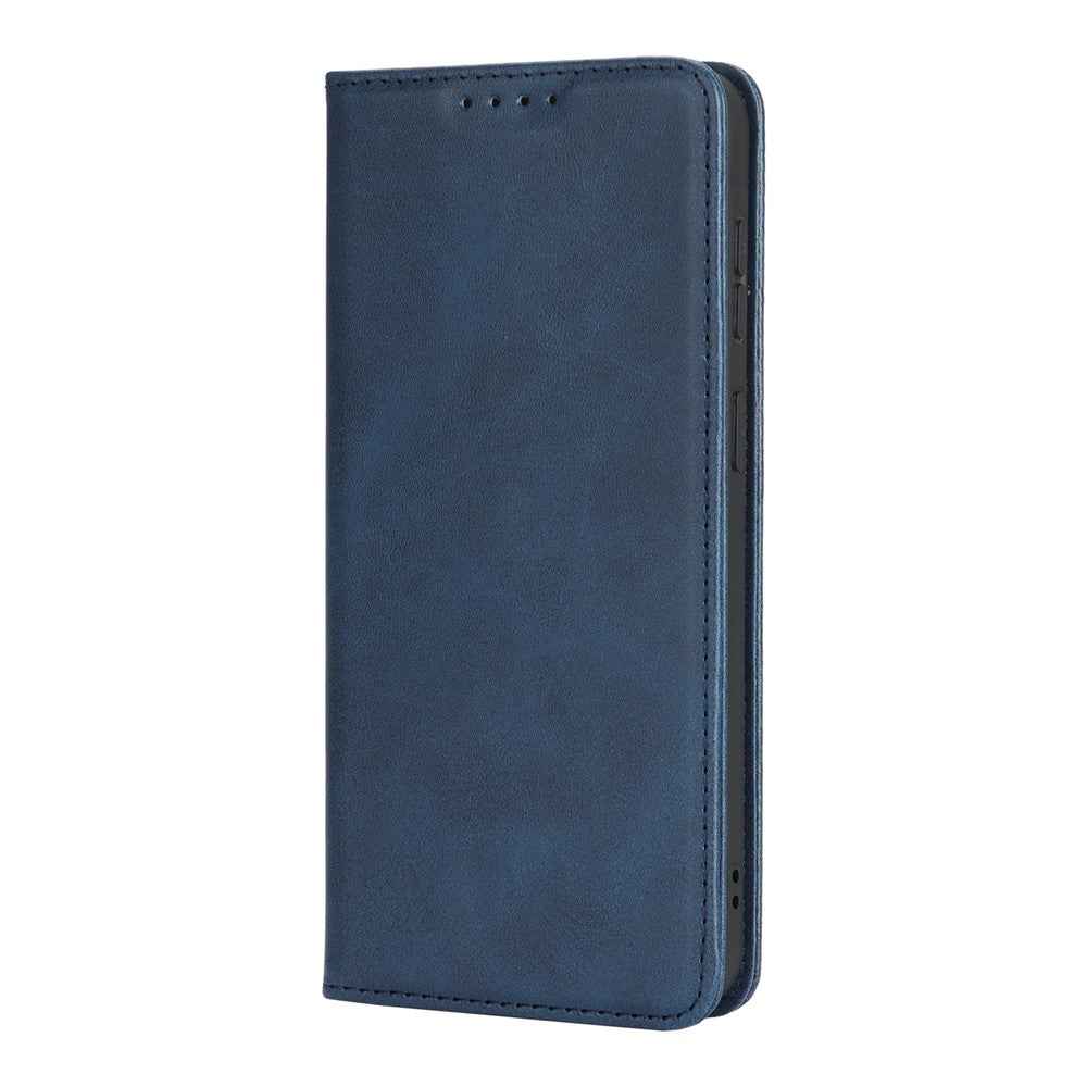 For Samsung Galaxy A57 5G Case PU Leather Calf Textured Magnetic Closing Smart Phone Cover - Dark Blue