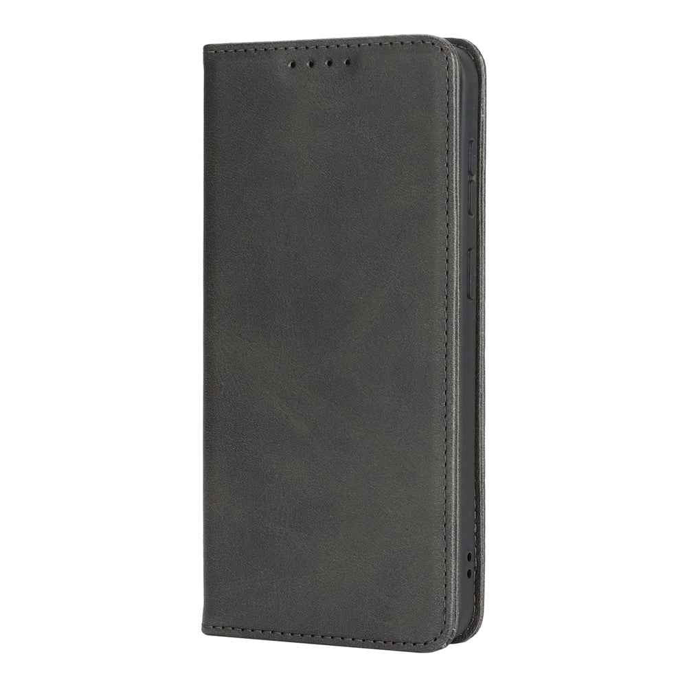 For Samsung Galaxy A57 5G Case PU Leather Calf Textured Magnetic Closing Smart Phone Cover - Black