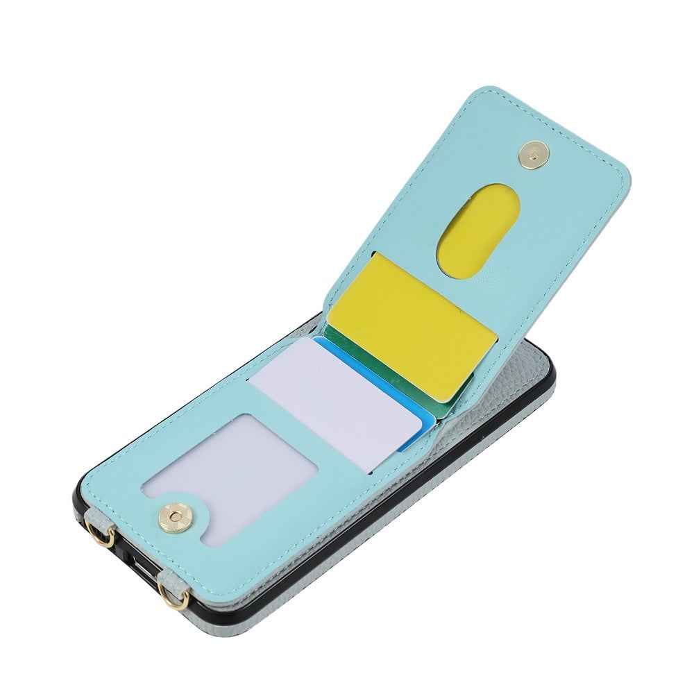 For Samsung Galaxy A57 5G Case Vertical Flip PU Leather TPU PC Phone Cover with Ring Holder and Shoulder Strap - Blue