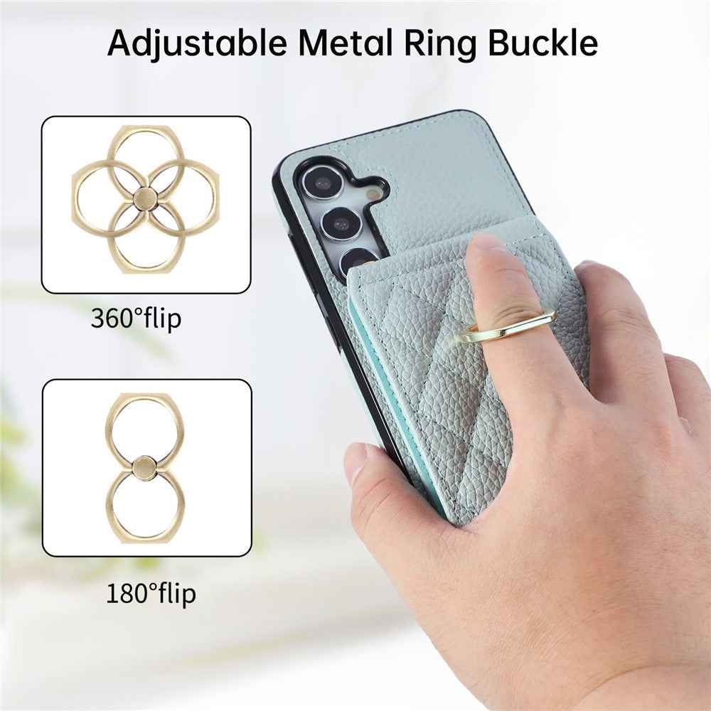 For Samsung Galaxy A57 5G Case Vertical Flip PU Leather TPU PC Phone Cover with Ring Holder and Shoulder Strap - Blue