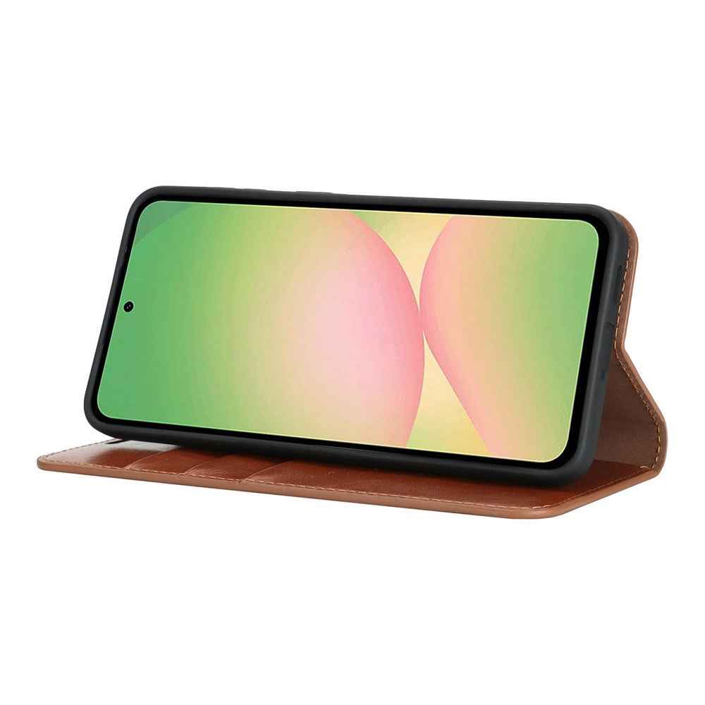 For Samsung Galaxy A57 5G Case Crazy Horse Texture Split Leather Wallet Phone Cover - Light Brown