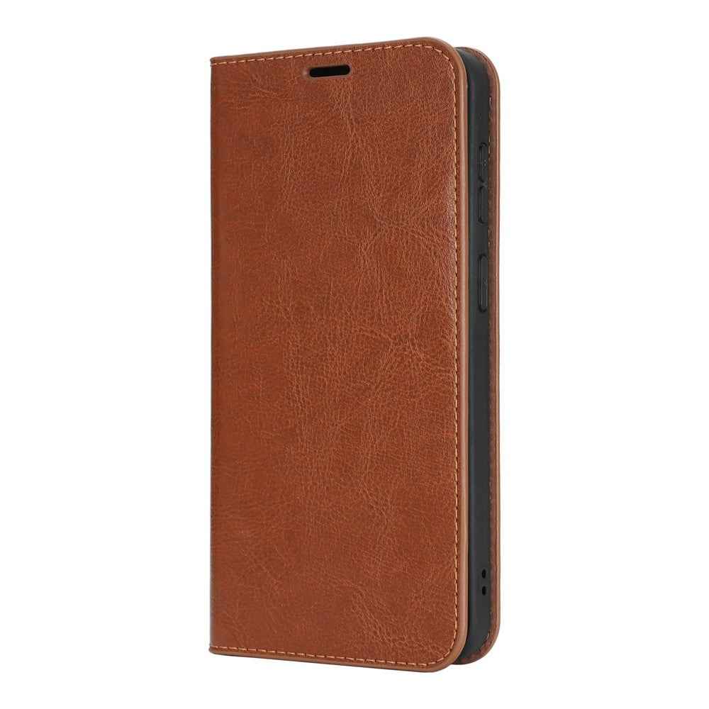 For Samsung Galaxy A57 5G Case Crazy Horse Texture Split Leather Wallet Phone Cover - Light Brown