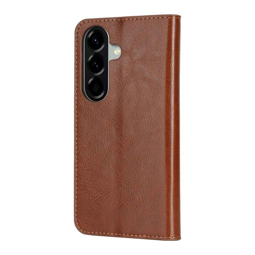 For Samsung Galaxy A57 5G Case Crazy Horse Texture Split Leather Wallet Phone Cover - Light Brown