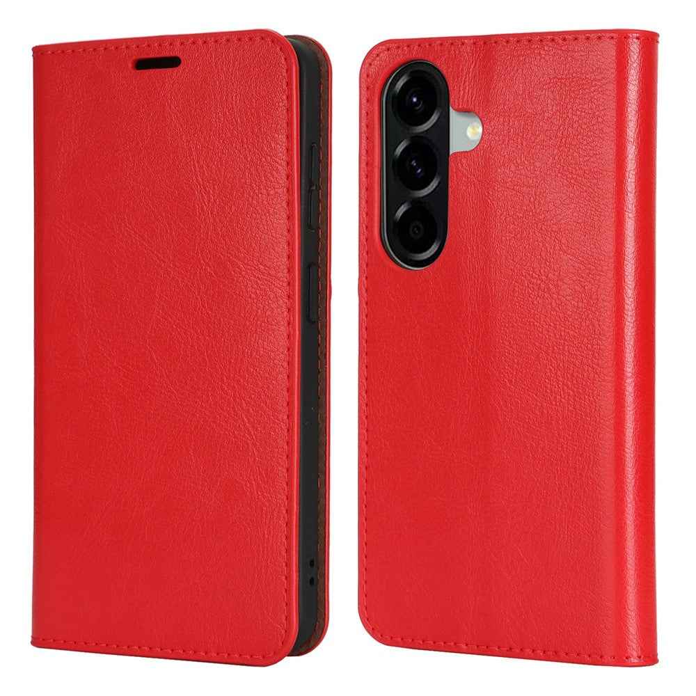 For Samsung Galaxy A57 5G Case Crazy Horse Texture Split Leather Wallet Phone Cover - Red