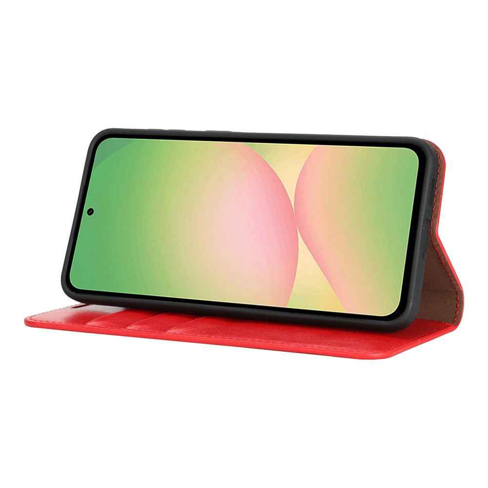 For Samsung Galaxy A57 5G Case Crazy Horse Texture Split Leather Wallet Phone Cover - Red