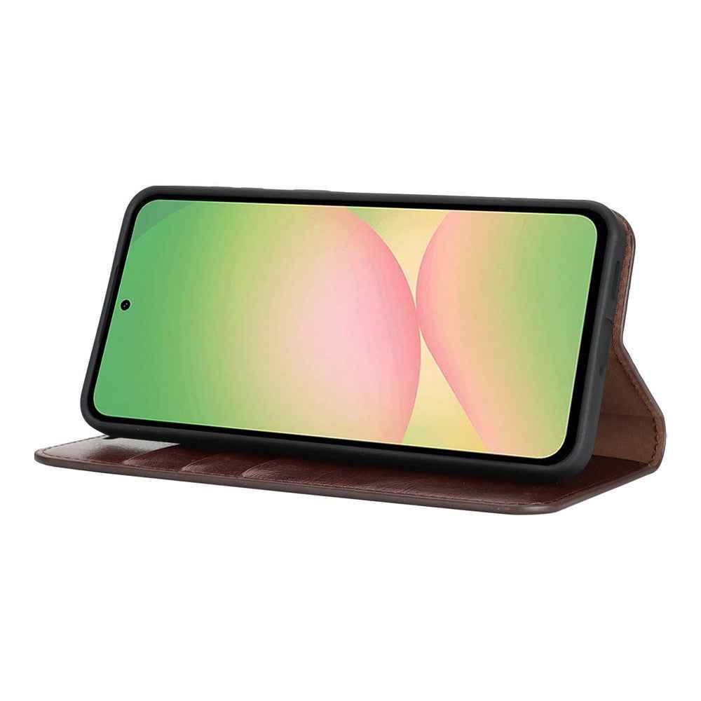 For Samsung Galaxy A57 5G Case Crazy Horse Texture Split Leather Wallet Phone Cover - Dark Brown