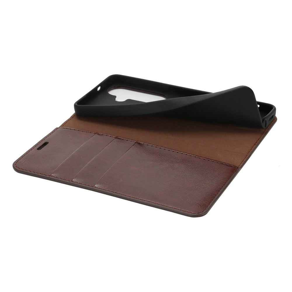 For Samsung Galaxy A57 5G Case Crazy Horse Texture Split Leather Wallet Phone Cover - Dark Brown