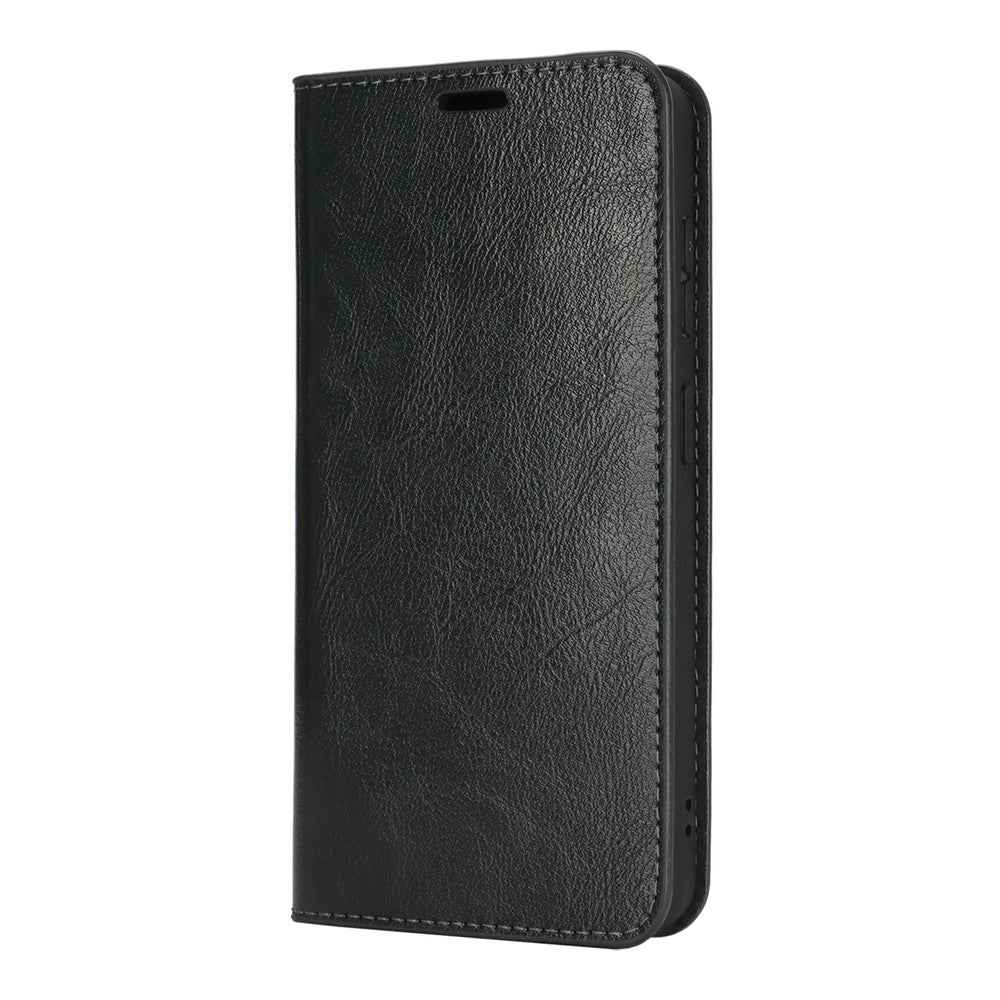 For Samsung Galaxy A57 5G Case Crazy Horse Texture Split Leather Wallet Phone Cover - Black